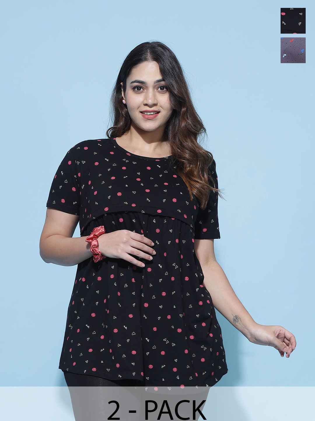

9shines Label Polka Dot Print Cotton Top, Multi