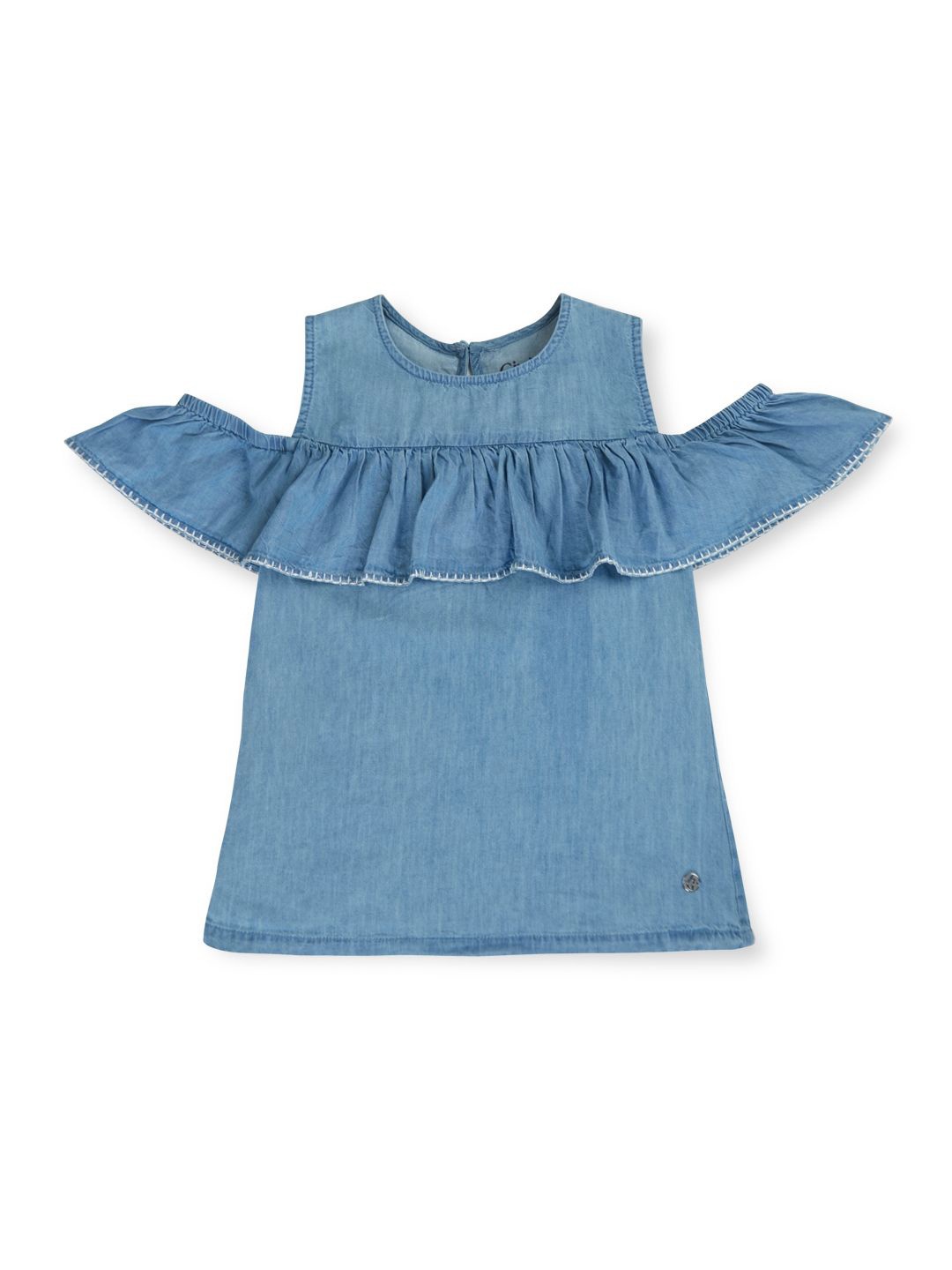 

Gini and Jony Cold-Shoulder Cotton Denim Top, Blue