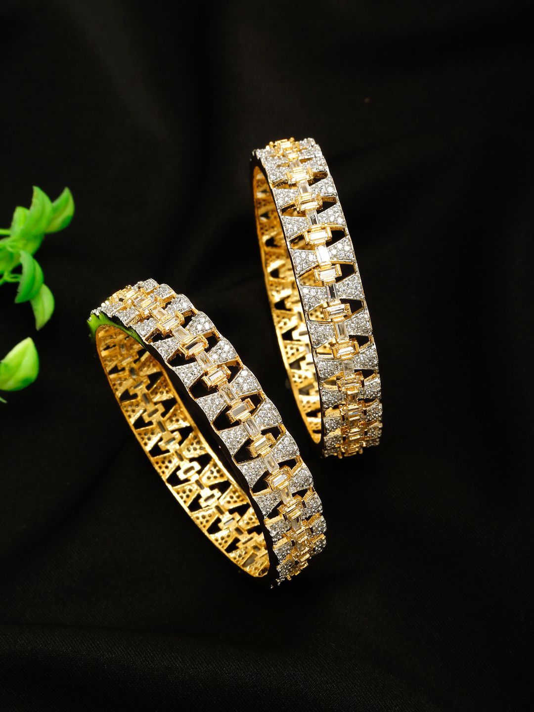 

YouBella Set of 2 Gold Plated American Diamond Stone Studded Bangles