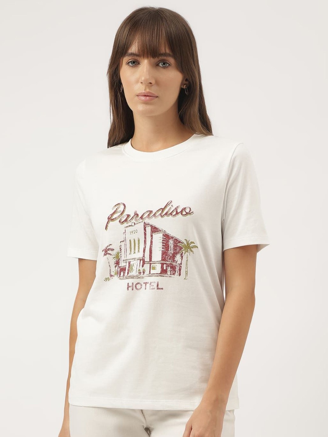 

Marks & Spencer Women Typography Printed Pockets T-shirt, White