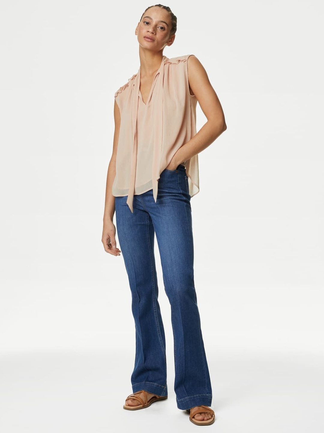 

Marks & Spencer Tie-Up Neck Top, Pink