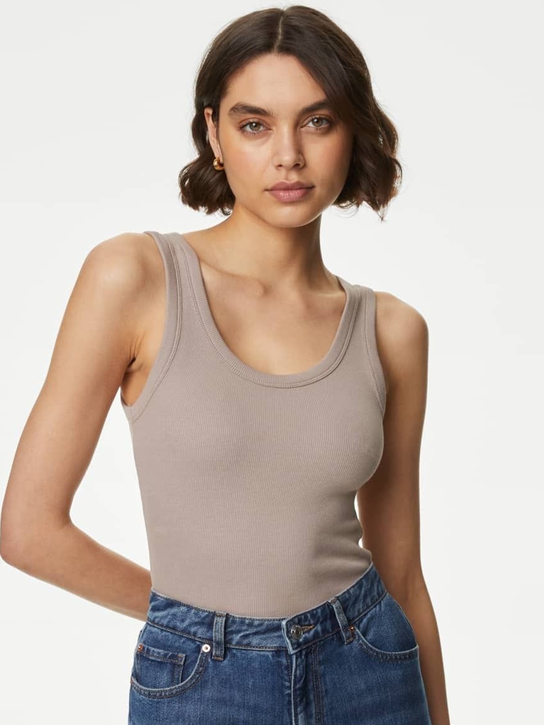 

Marks & Spencer Cotton Tank Top, Beige