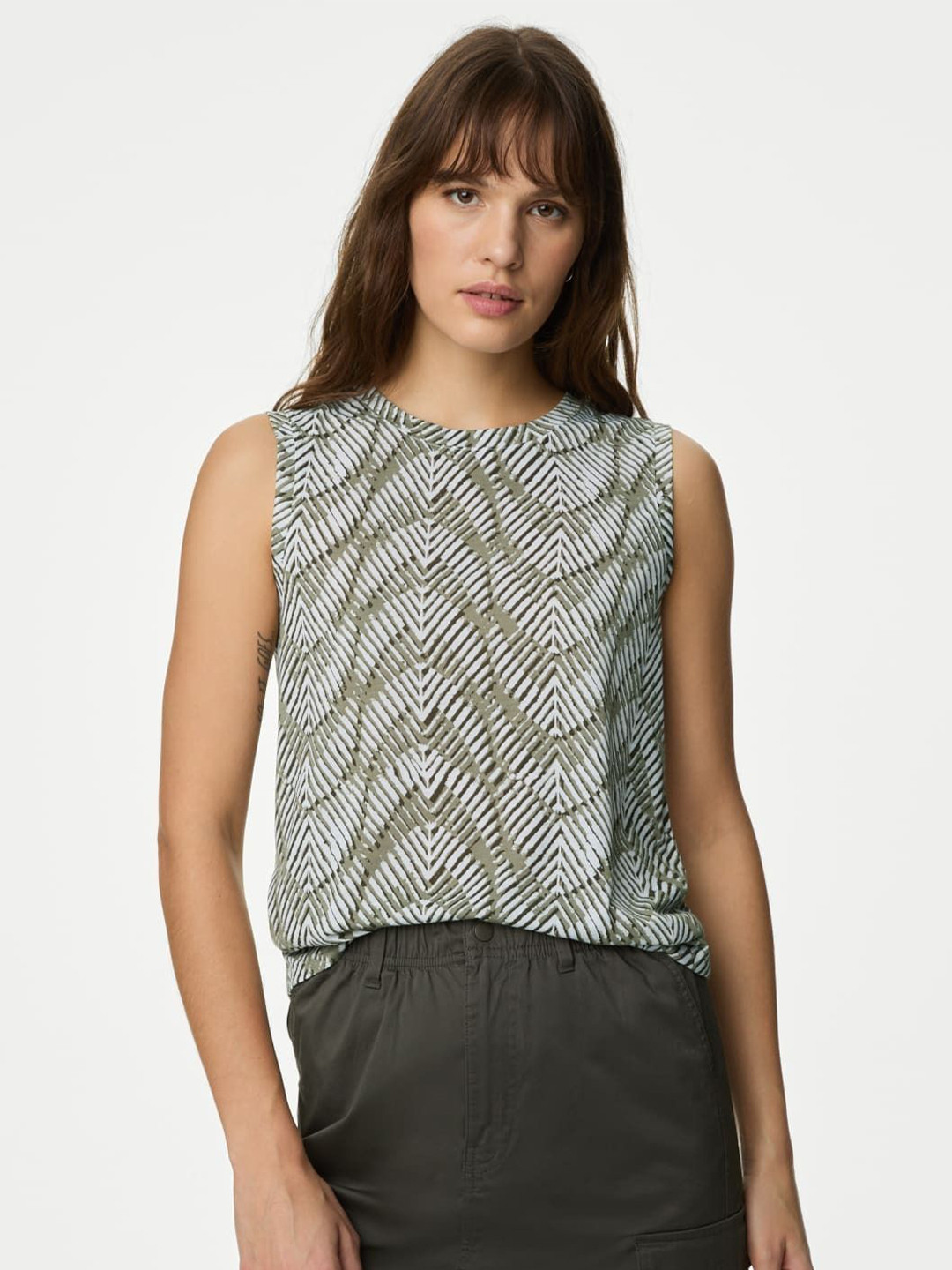 

Marks & Spencer Print Top, Khaki