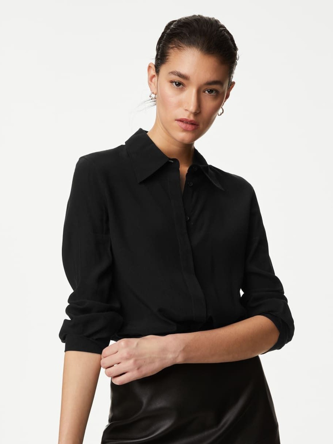 

Marks & Spencer Women Opaque Casual Shirt, Black