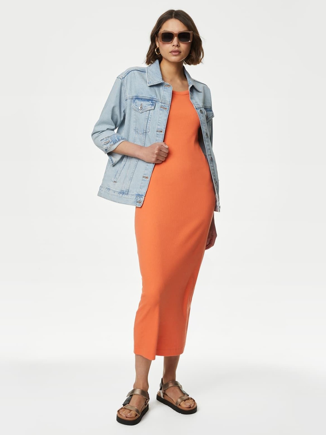 

Marks & Spencer Shirt Midi Dress, Orange