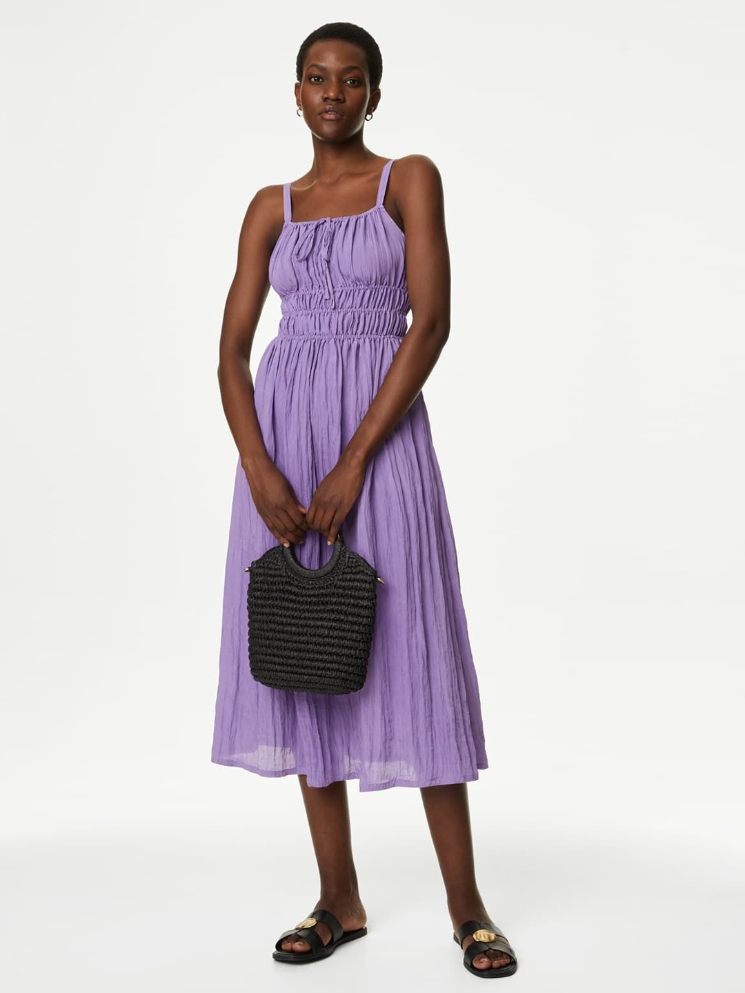 

Marks & Spencer Striped Fit & Flare Midi Dress, Purple