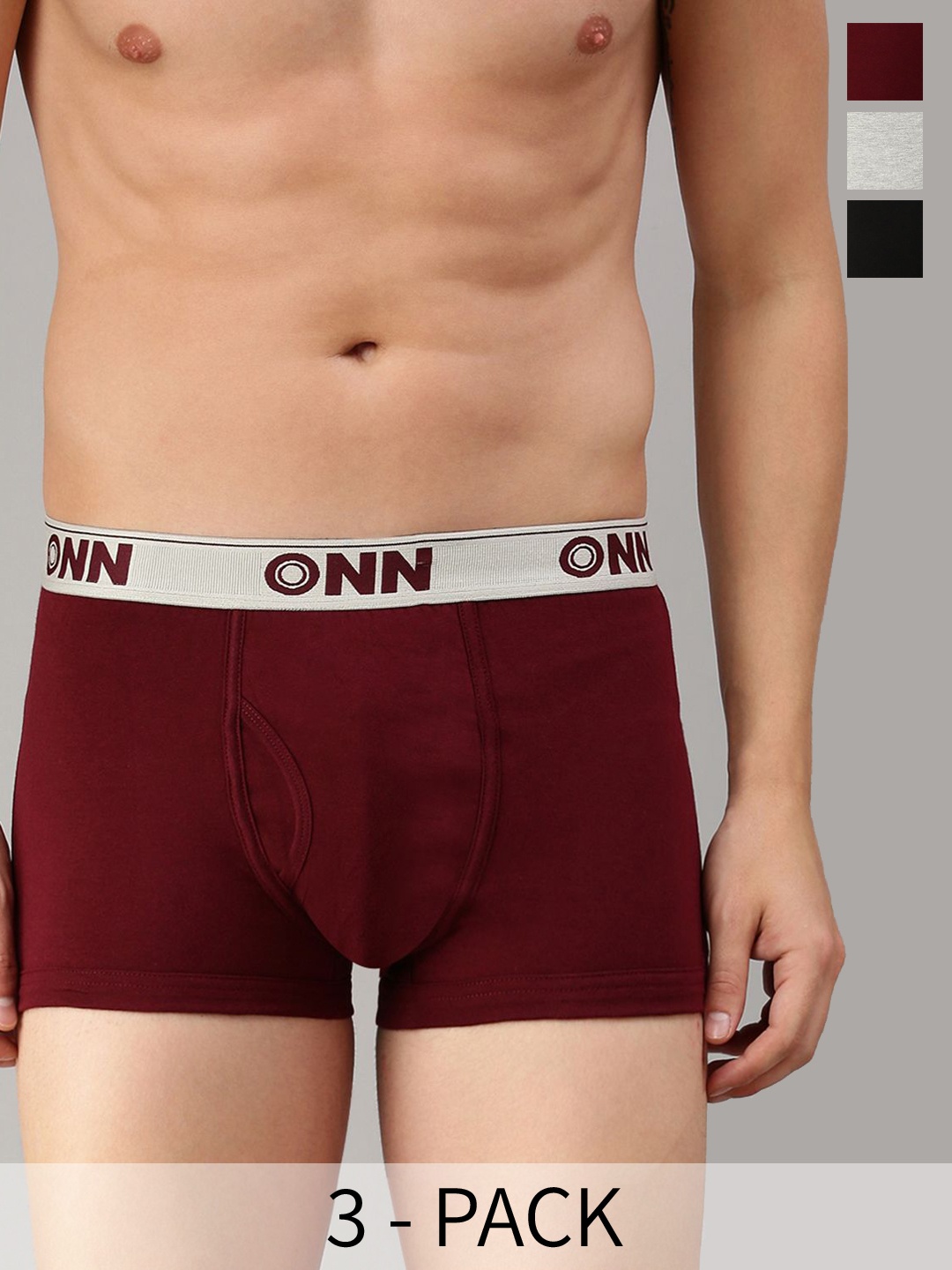 

ONN Men Pack Of 3 Assorted Breathability Trunks ONN_254_AST3_3PC, Red