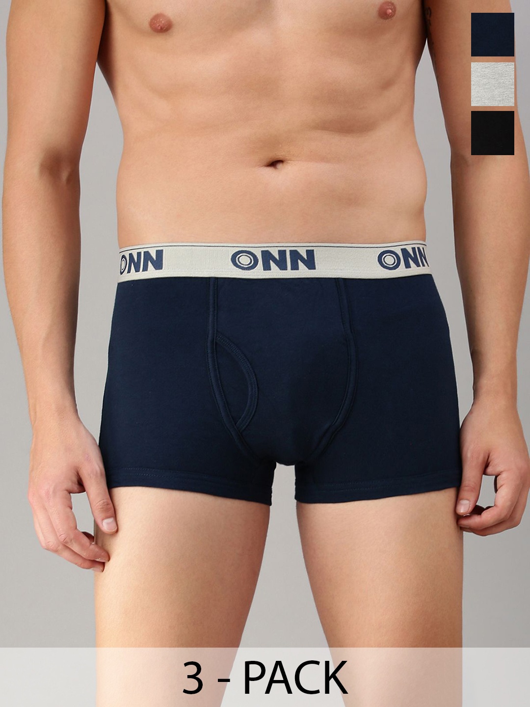 

ONN Pack Of 3 Assorted Cotton Ribbed Briefs ONN_254_AST1_3PC, Multi