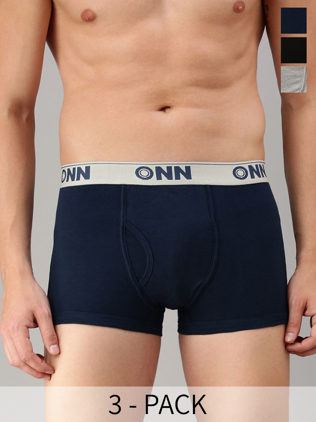

ONN Pack Of 3 Assorted Breathability Trunks ONN_254_AST1_3PC, Grey