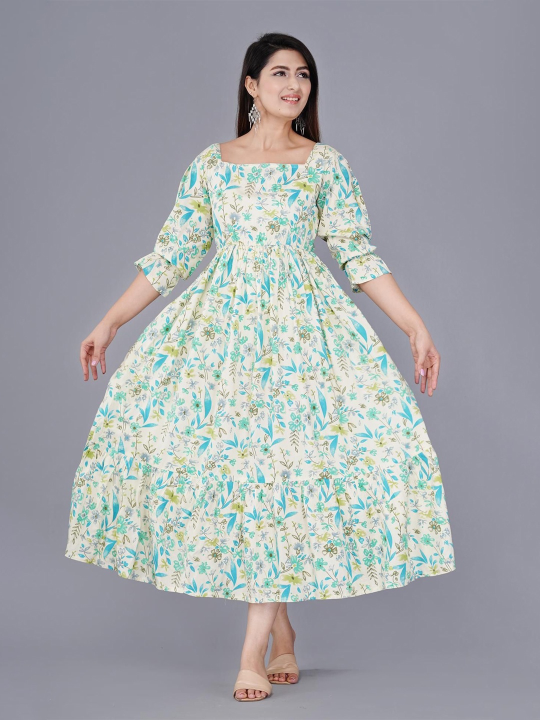 

Mintmarie Floral Print Fit & Flare Midi Dress, Blue