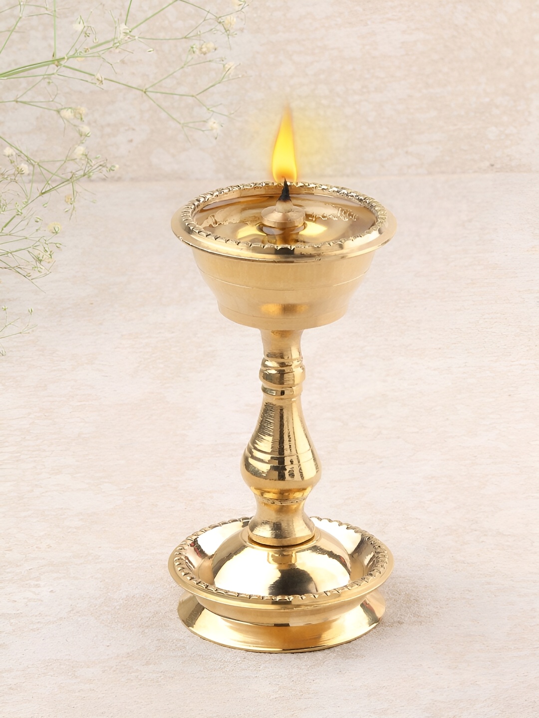 

DOKCHAN Gold Toned Textured Brass Pooja Diya