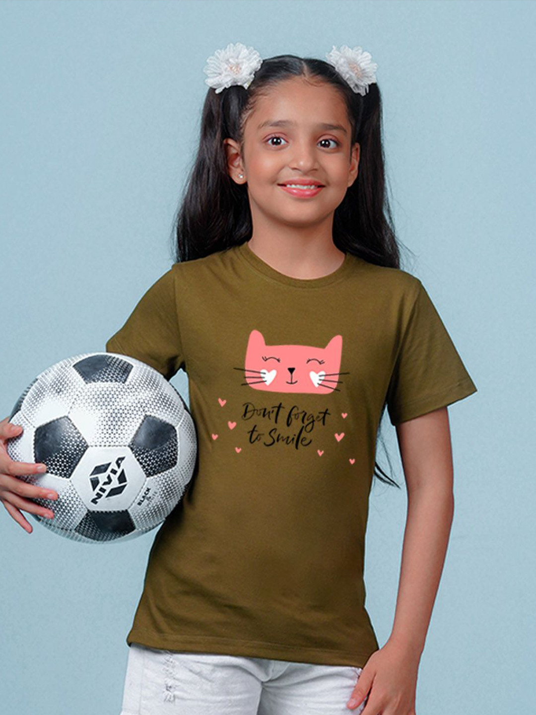 

NUSYL Girls V-Neck Pockets T-shirt, Green