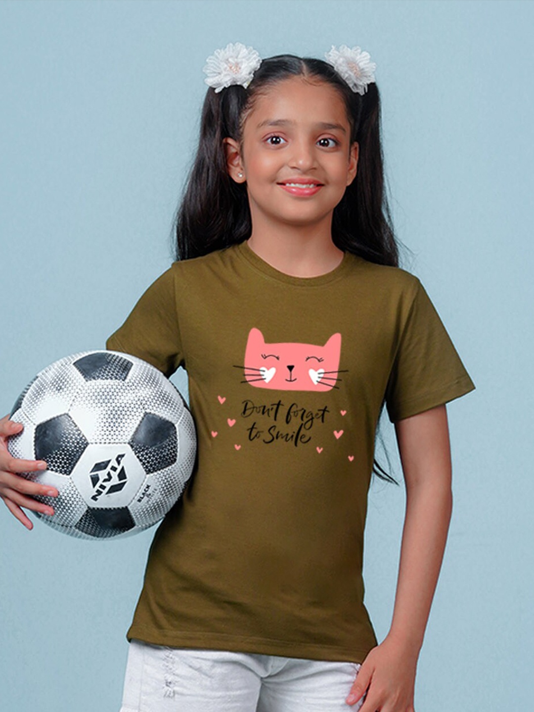

NUSYL Girls V-Neck Pockets T-shirt, Green