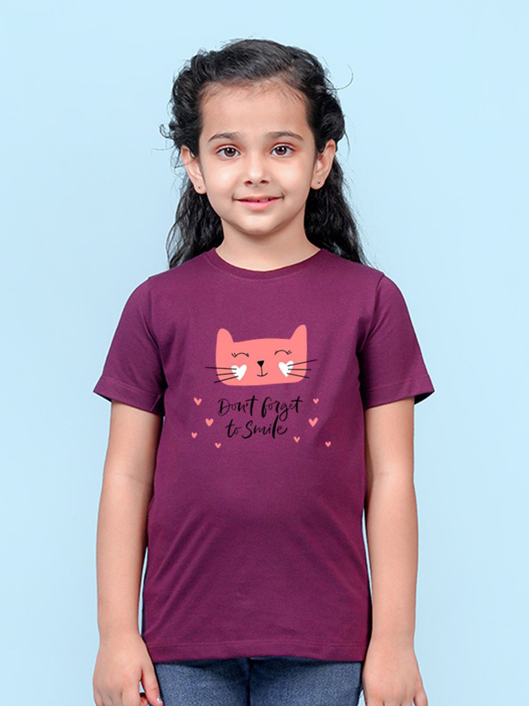 

NUSYL Girls Printed Applique T-shirt, Maroon