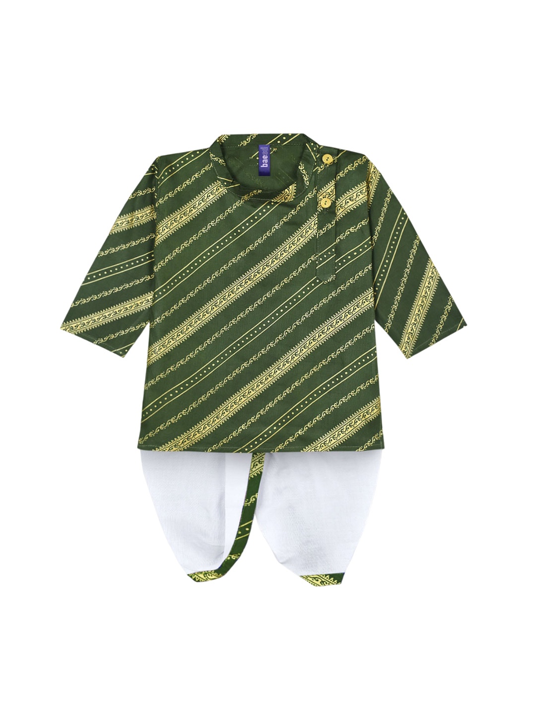 

BAESD Boys Ethnic Motifs Printed Regular Kurta with Dhoti Pants, Green