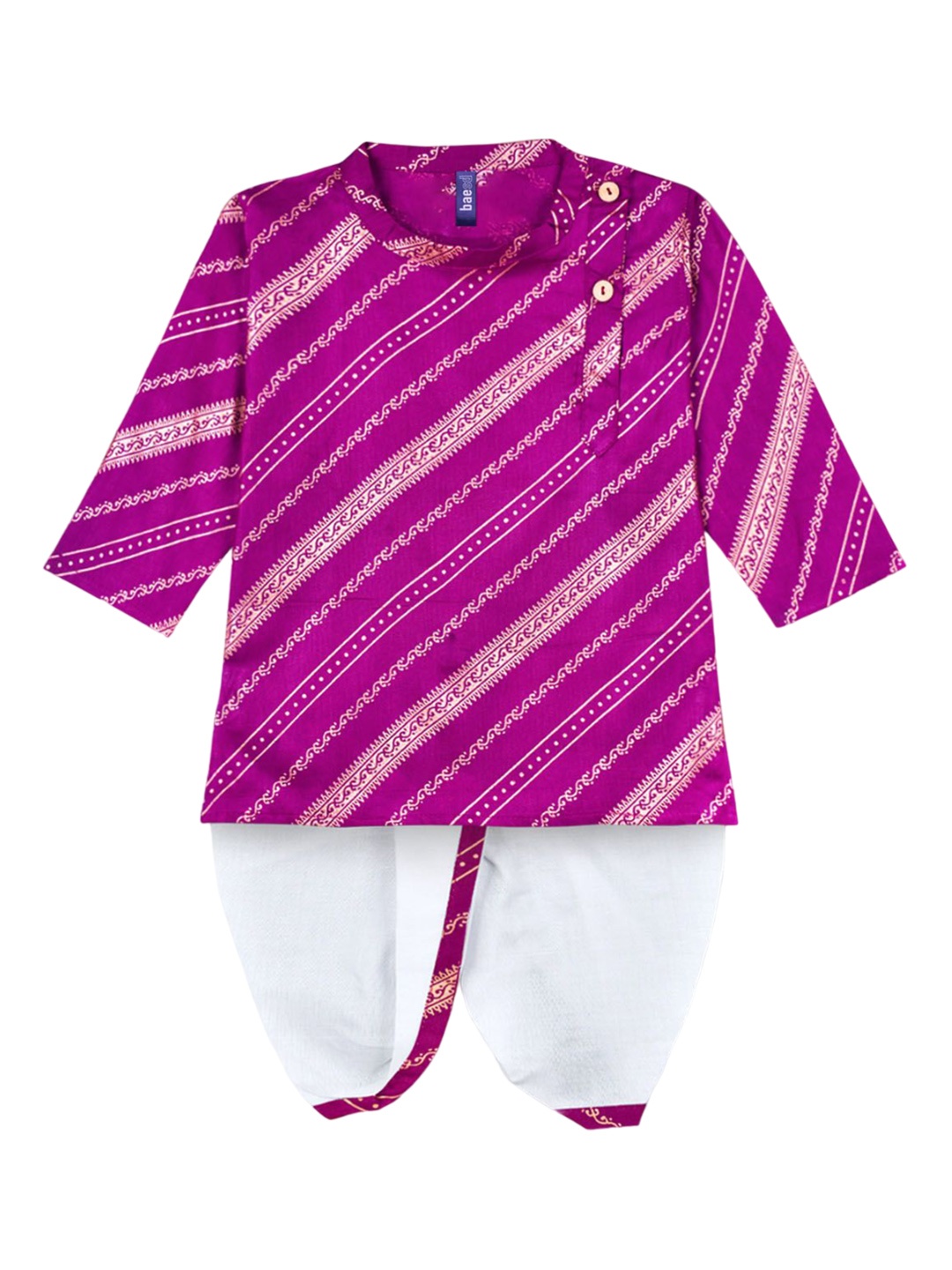 

BAESD Boys Ethnic Motifs Printed Regular Kurta with Dhoti Pants, Purple