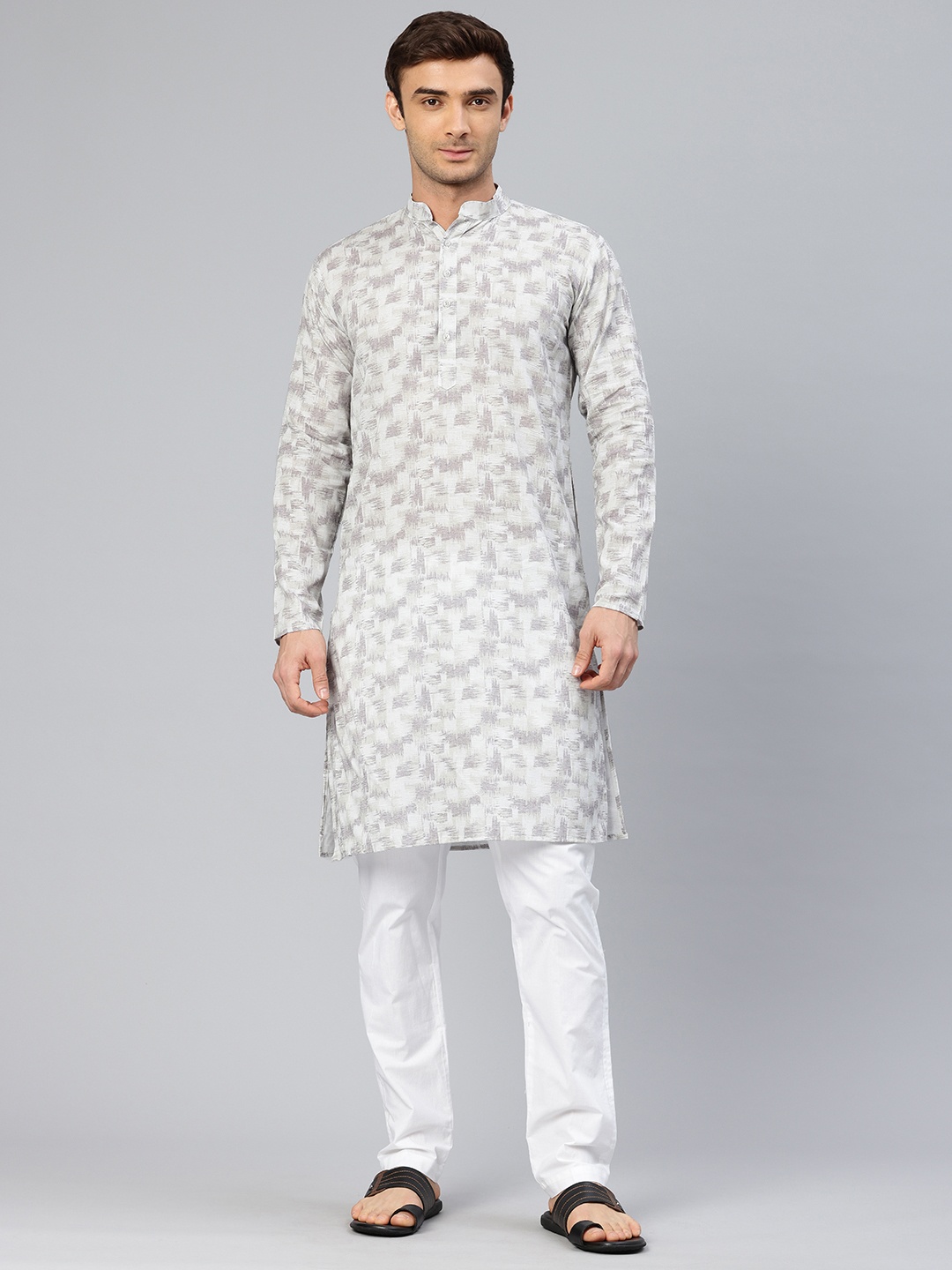 

Majestic Man Men Printed Pure Cotton Kurta, Grey