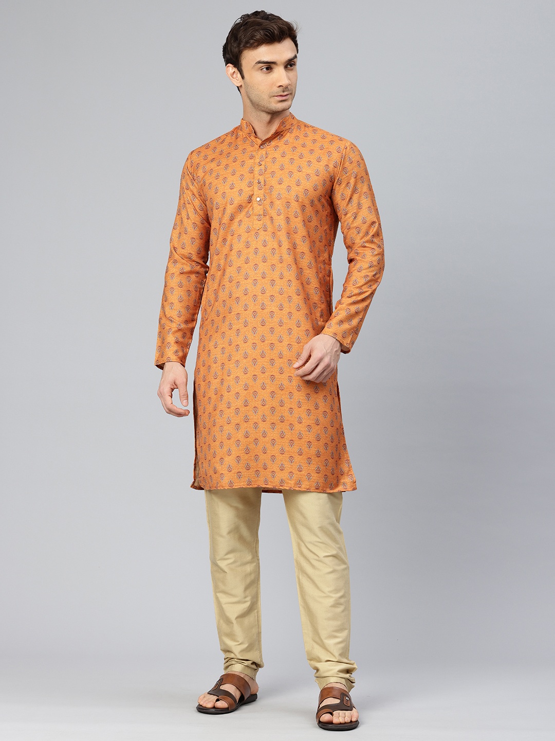 

Majestic Man Men Ethnic Motifs Printed Pure Cotton Kurta, Mustard