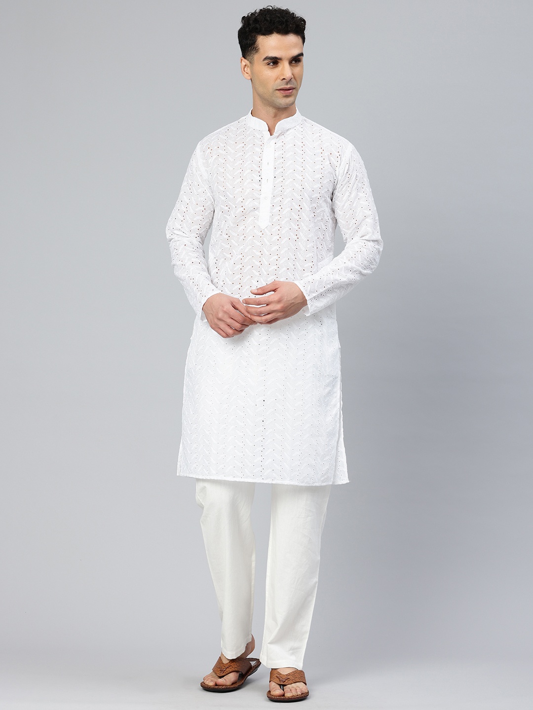 

Majestic Man Men Ethnic Motifs Embroidered Kurta, White