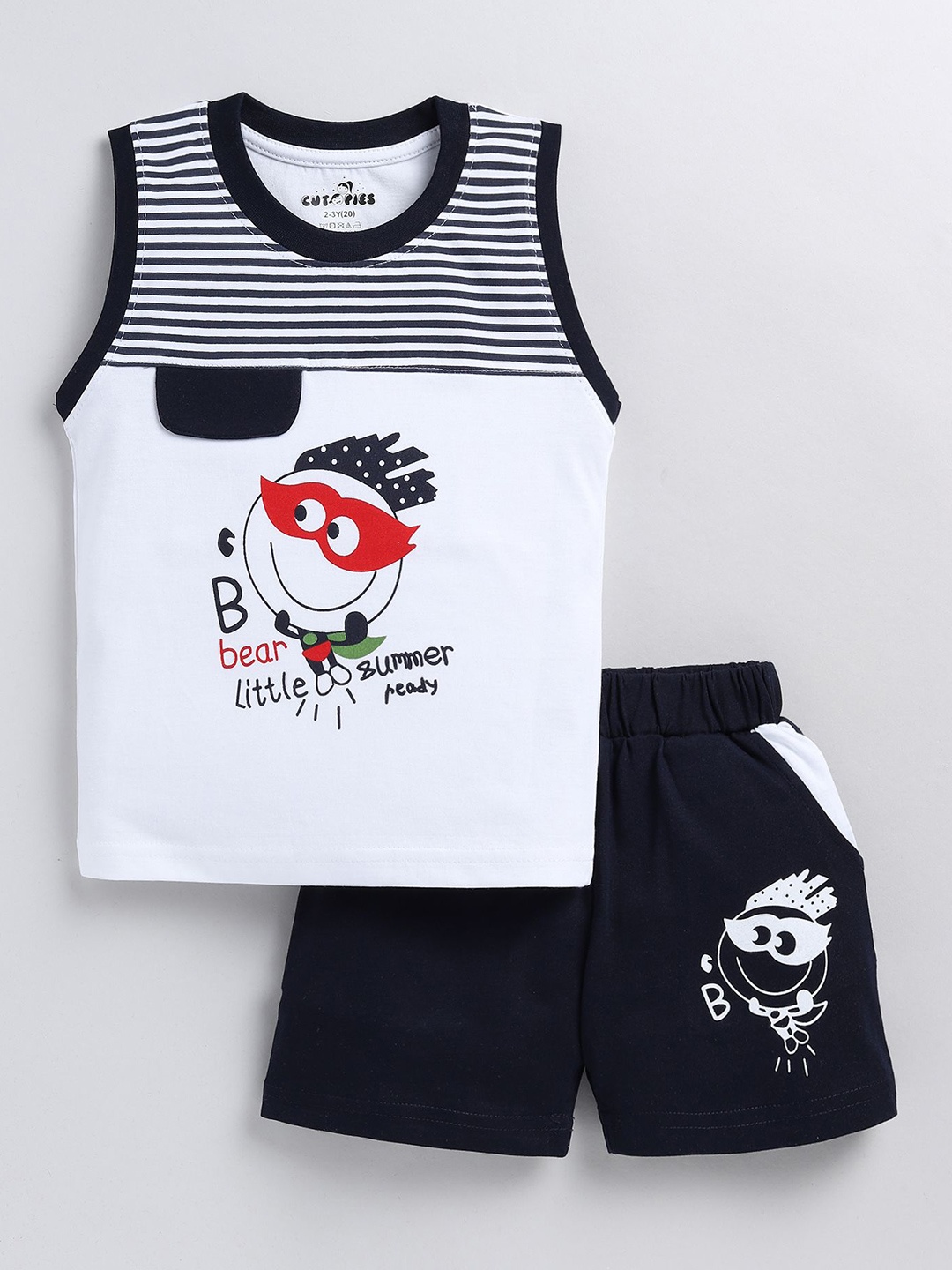 

Cutopies Boys Printed T-shirt with Shorts, Navy blue
