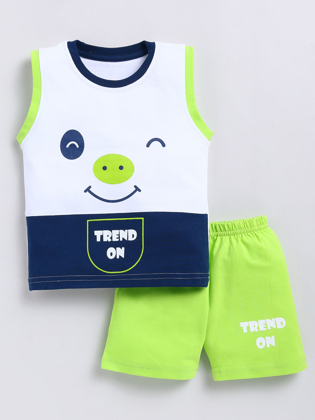 

Cutopies Boys Printed T-shirt with Shorts, Lime green