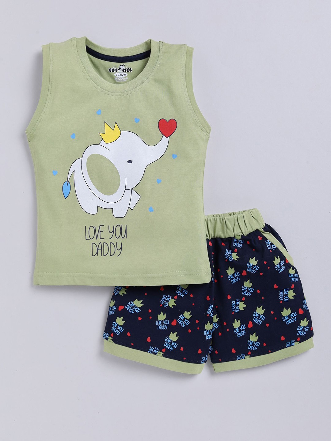 

Cutopies Boys Printed T-shirt with Shorts, Olive
