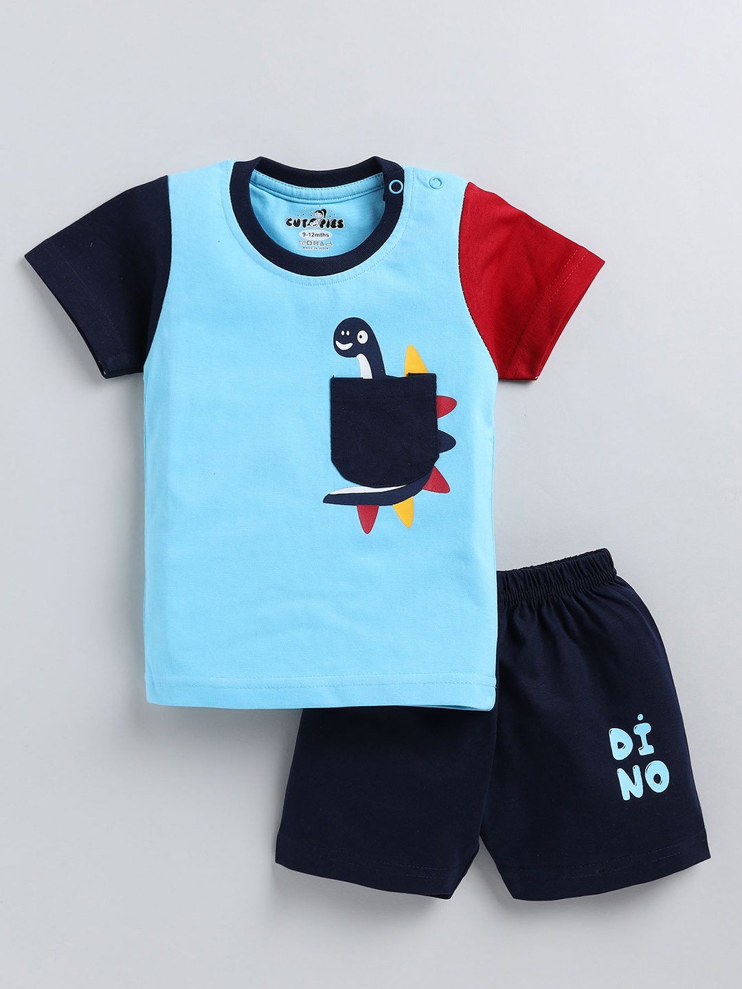 

Cutopies Boys Printed T-shirt with Shorts, Blue