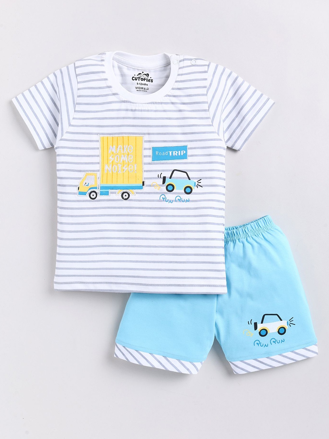 

Cutopies Boys Striped T-shirt with Shorts, Blue