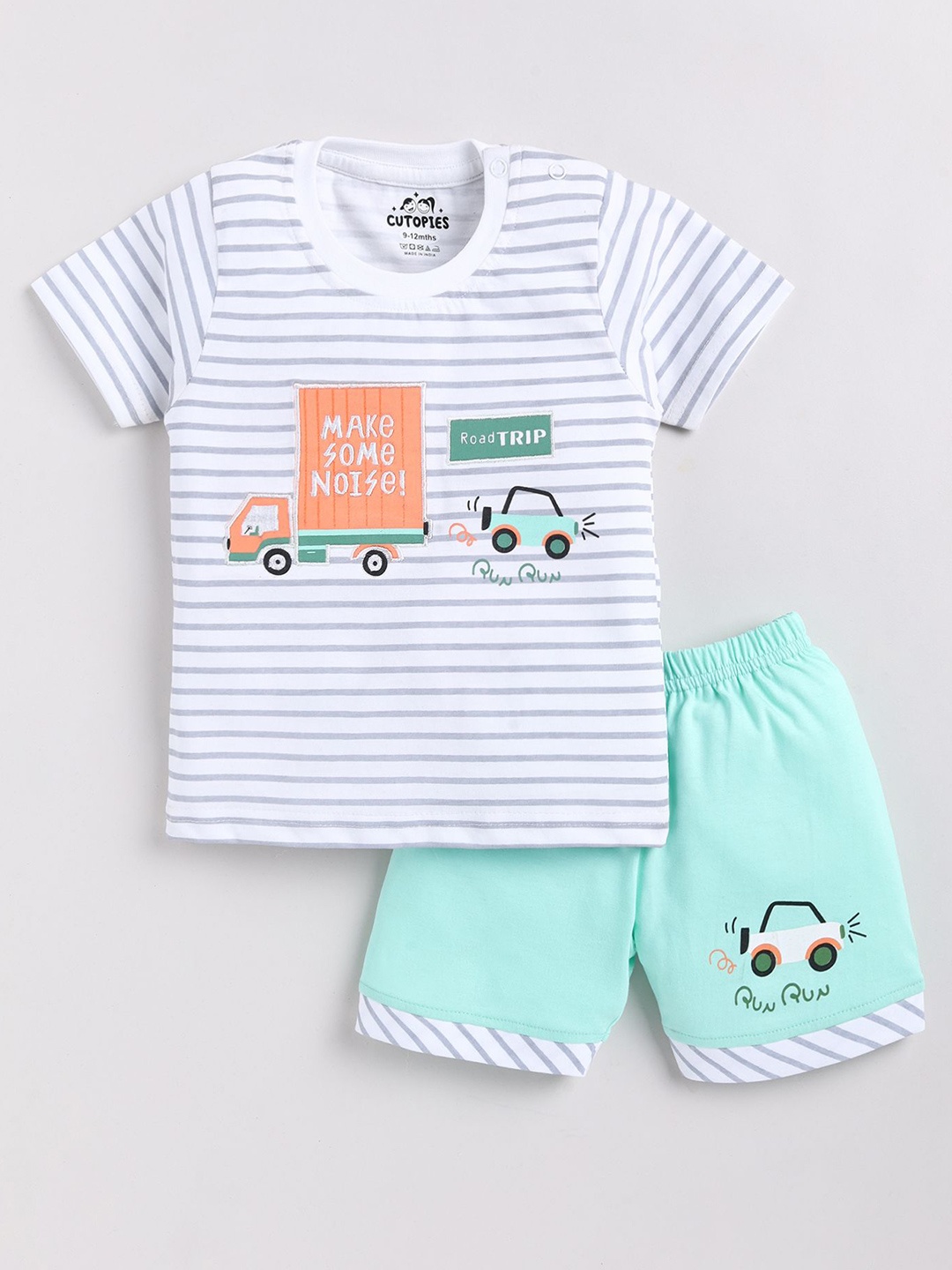 

Cutopies Boys Striped T-shirt with Shorts, Sea green