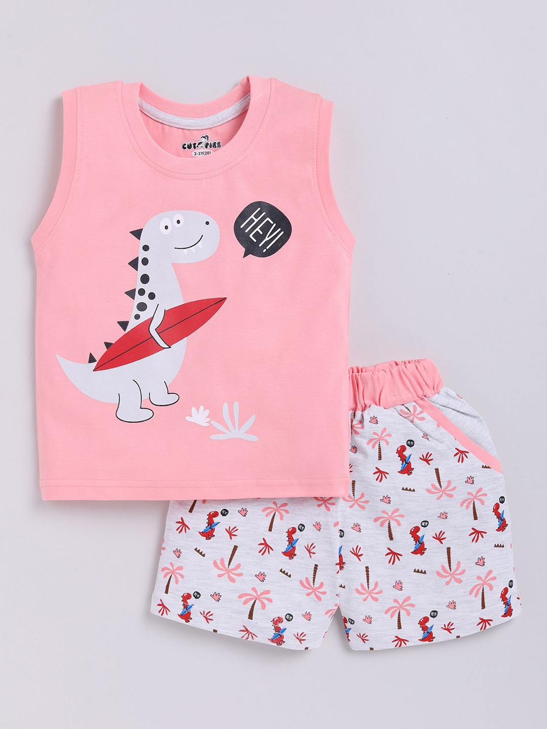 

Cutopies Boys Printed T-shirt with Shorts, Rose