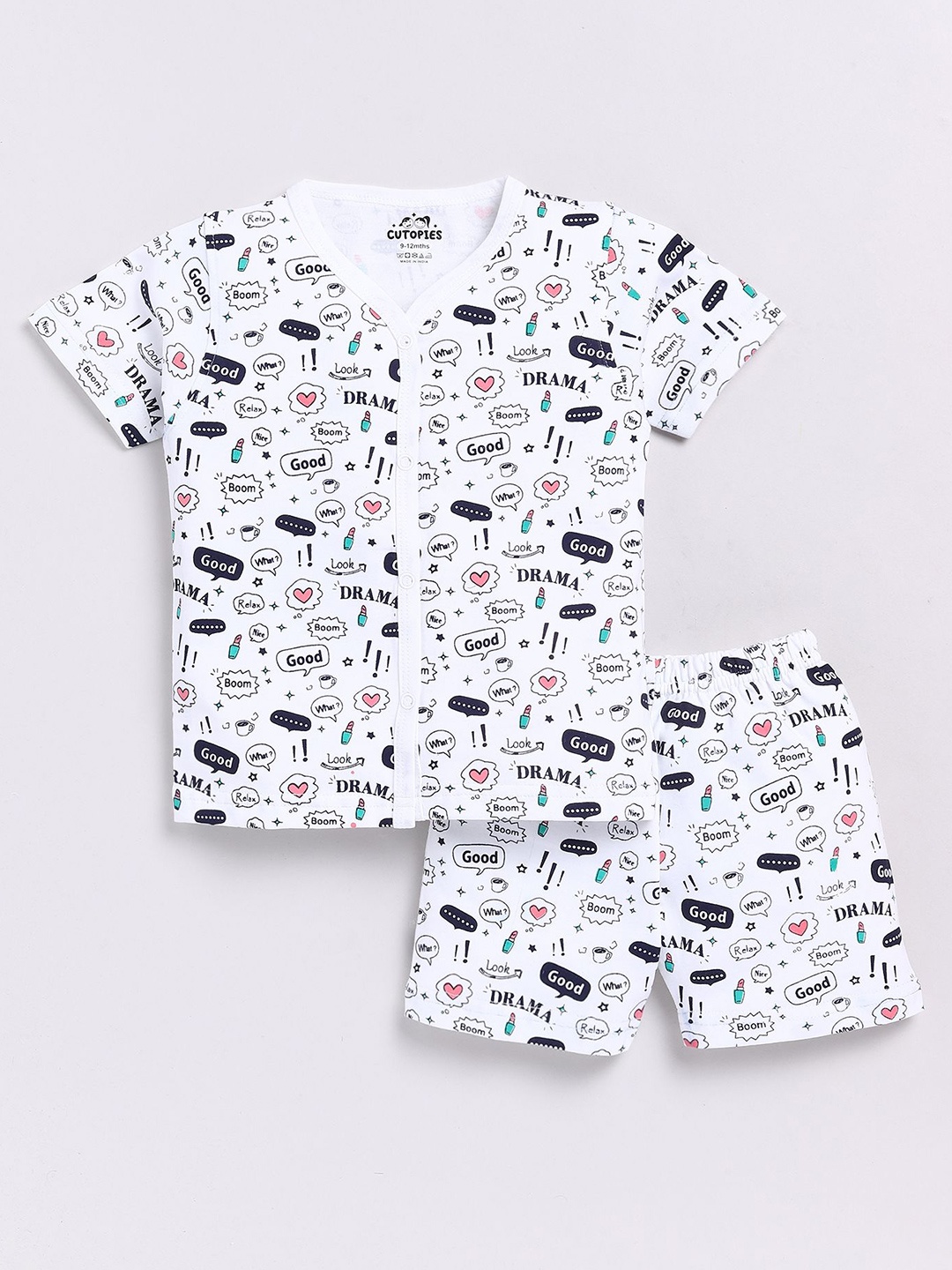 

Cutopies Boys Printed Shirt with Shorts, White