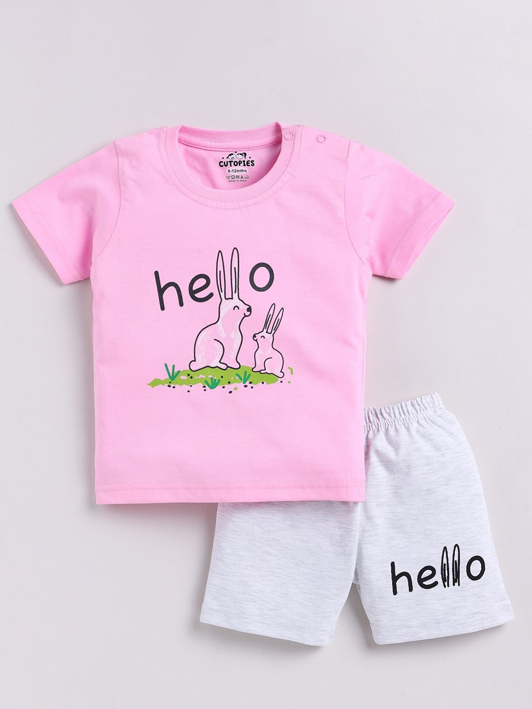 

Cutopies Boys Printed T-shirt with Shorts, Pink