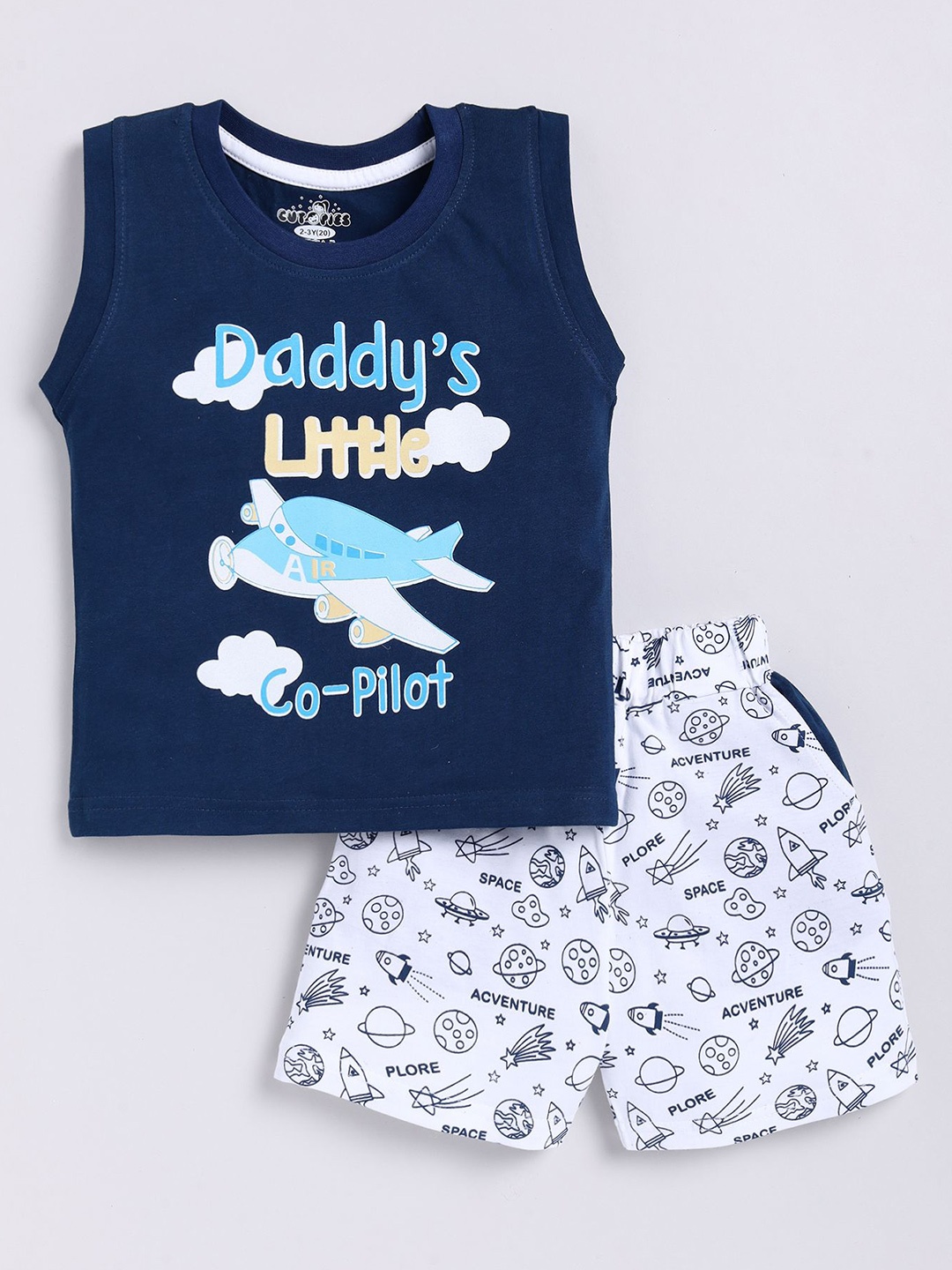 

Cutopies Boys Printed T-shirt with Shorts, Blue