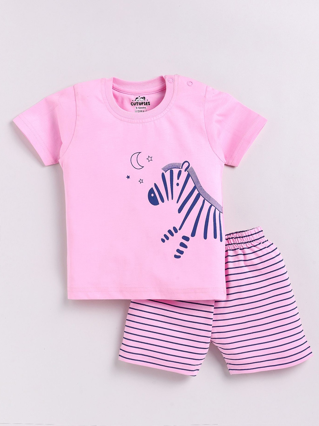 

Cutopies Boys Printed T-shirt with Shorts, Pink