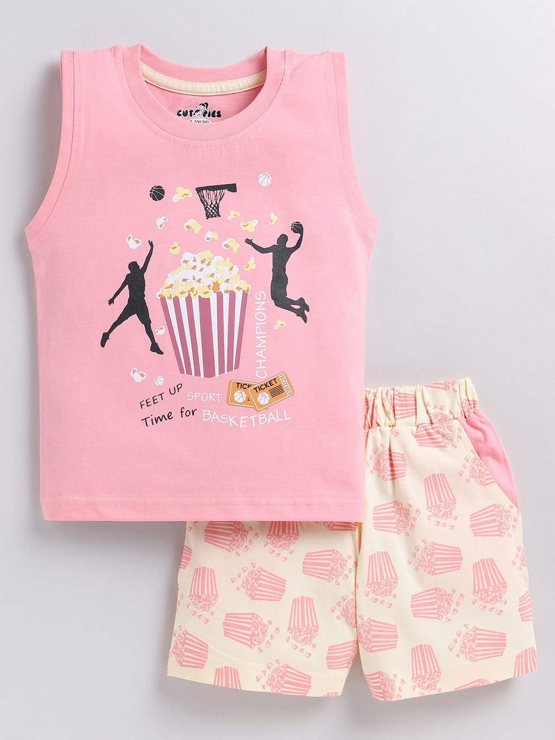 

Cutopies Boys Printed T-shirt with Shorts, Rose