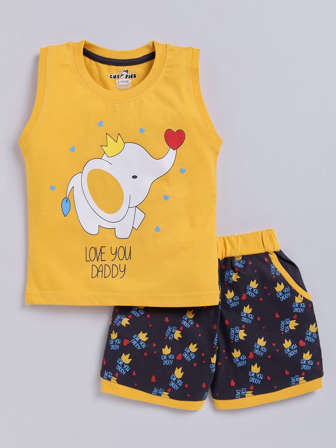 

Cutopies Boys Printed T-shirt with Shorts, Mustard