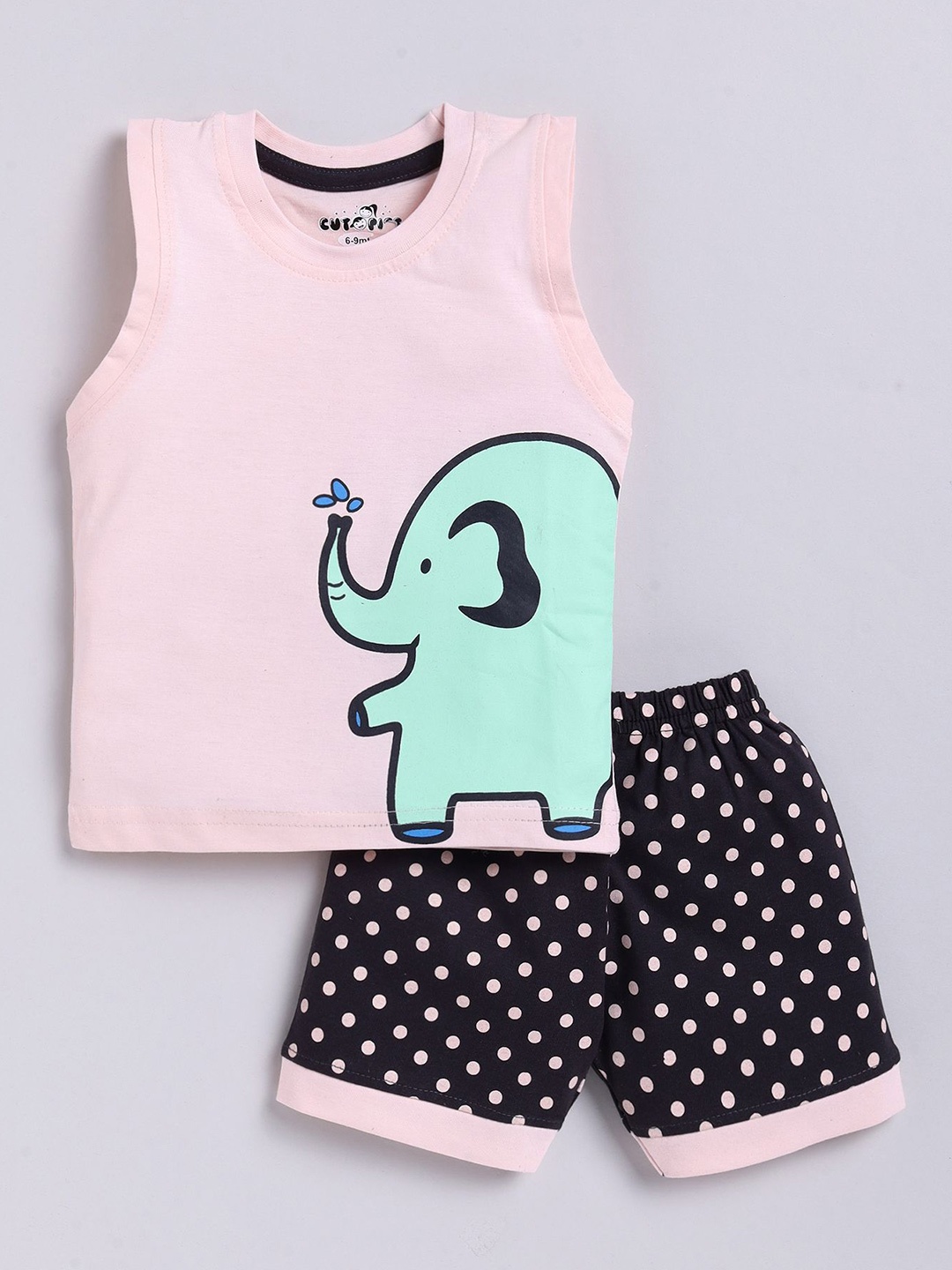 

Cutopies Boys Printed T-shirt with Shorts, Peach