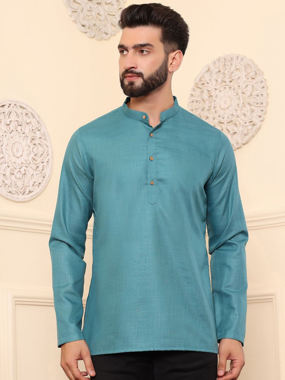 

DEYANN Men Thread Work Kurta, Blue