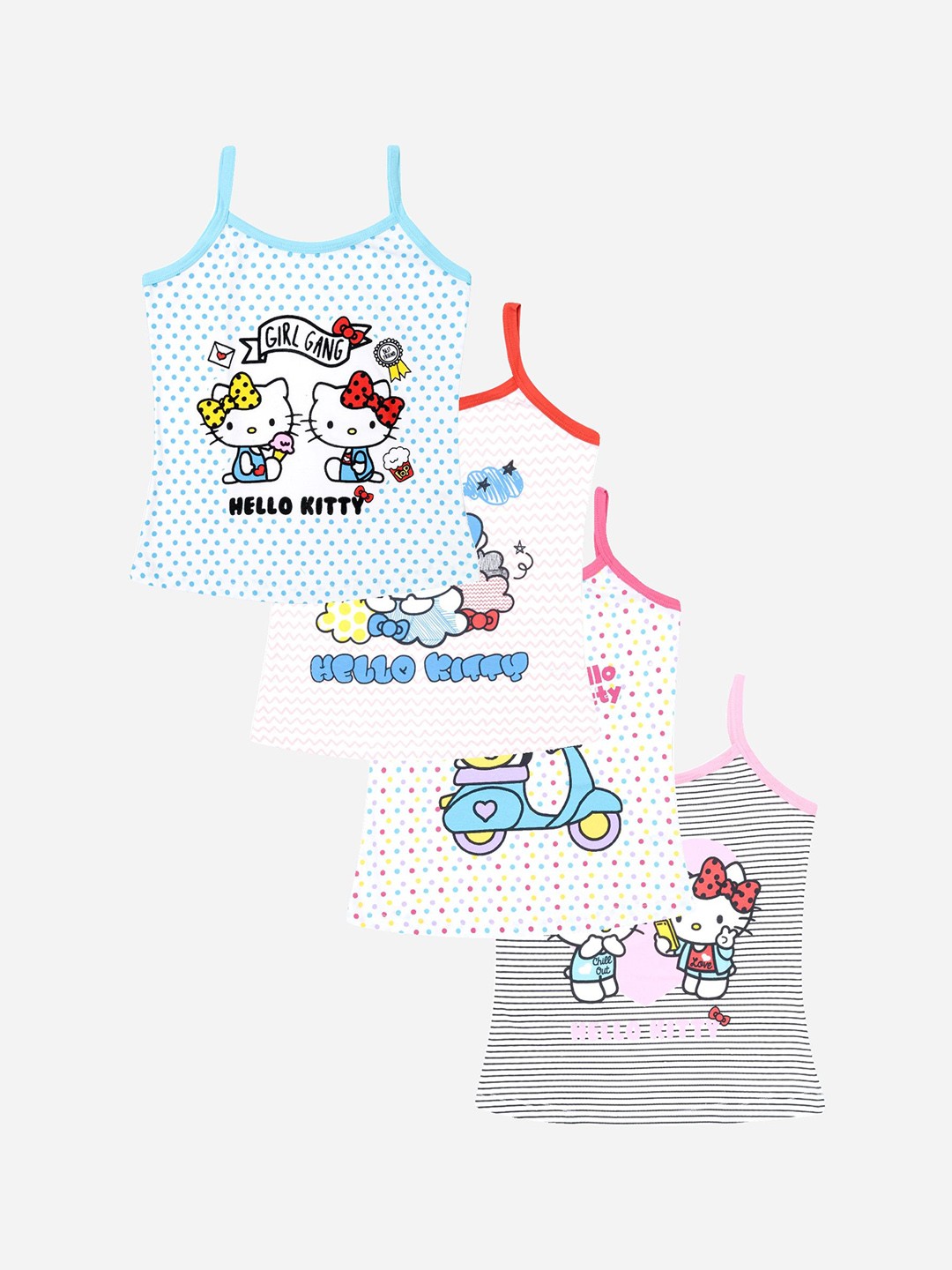

Bodycare Girls Pack Of 4 Assorted Printed Cotton Camisoles