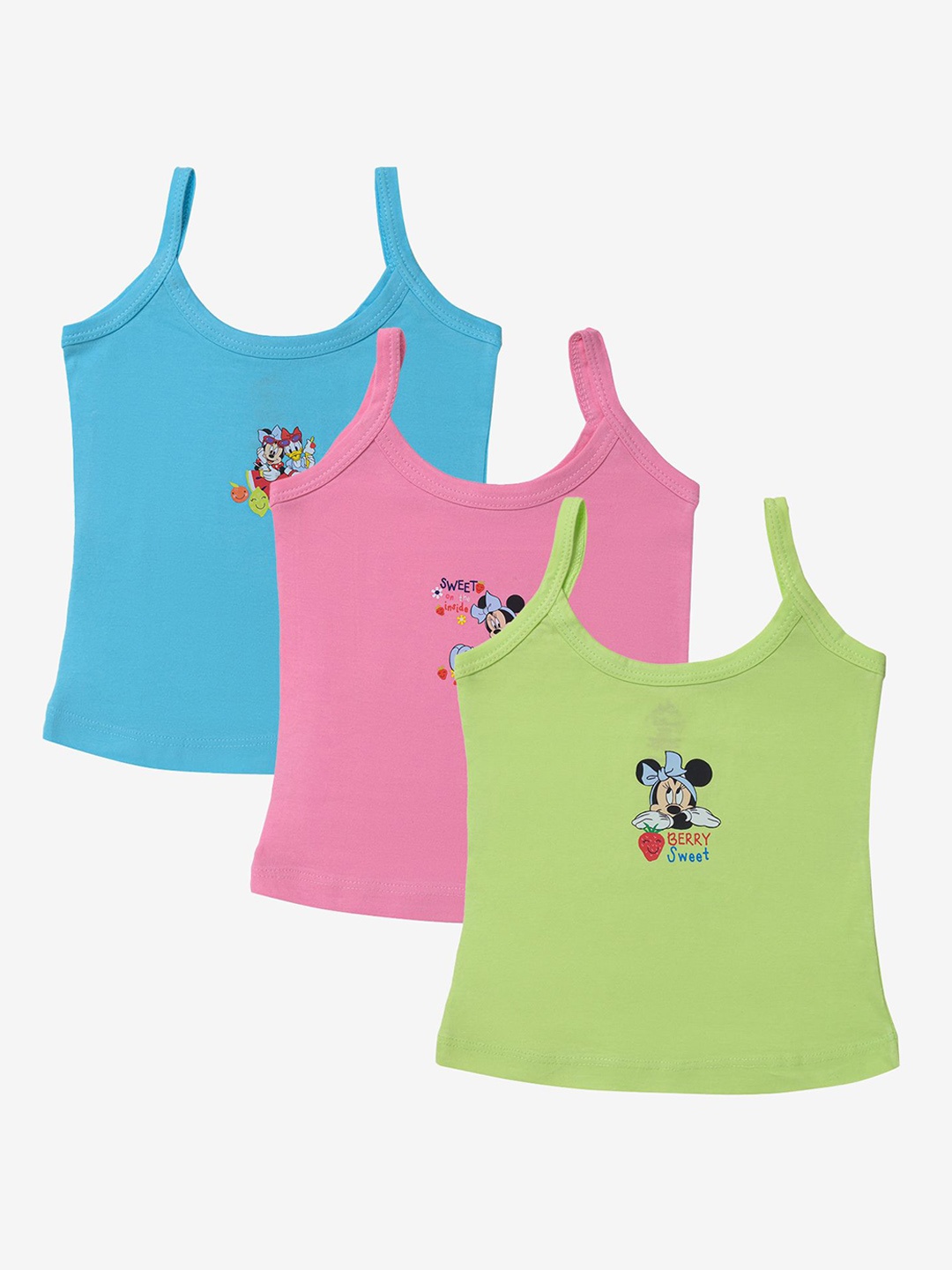 

Bodycare Girls Pack Of 3 Assorted Printed Cotton Camisoles