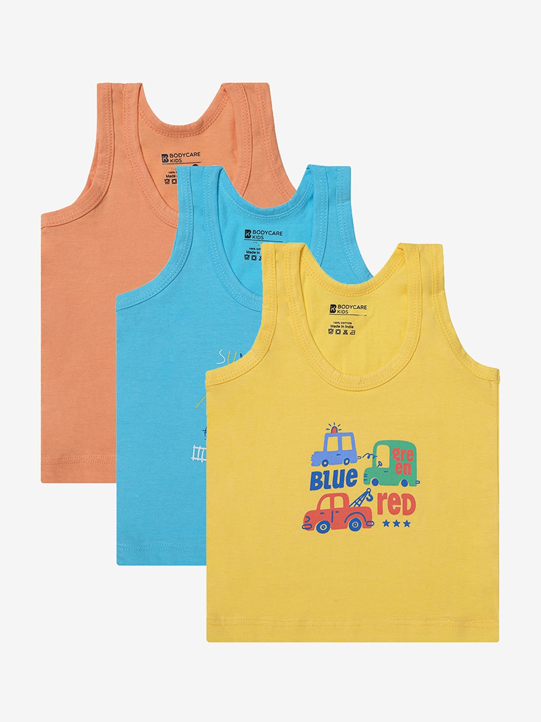 

Bodycare Pack Of 3 Assorted Pure Cotton Basic Vests IIB1189-PK004