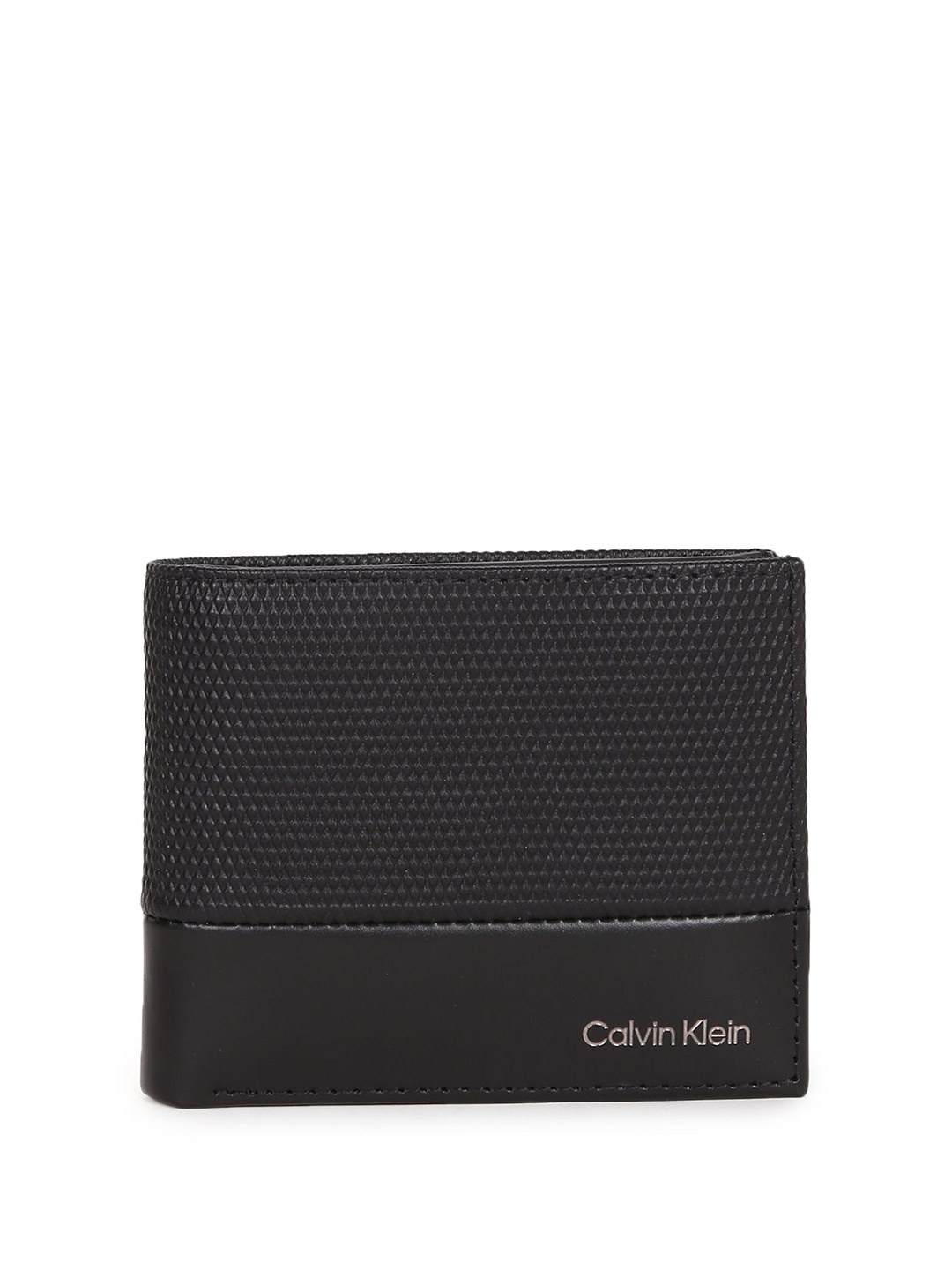 

Calvin Klein Men Geometric Textured Leather Two Fold Wallet, Black