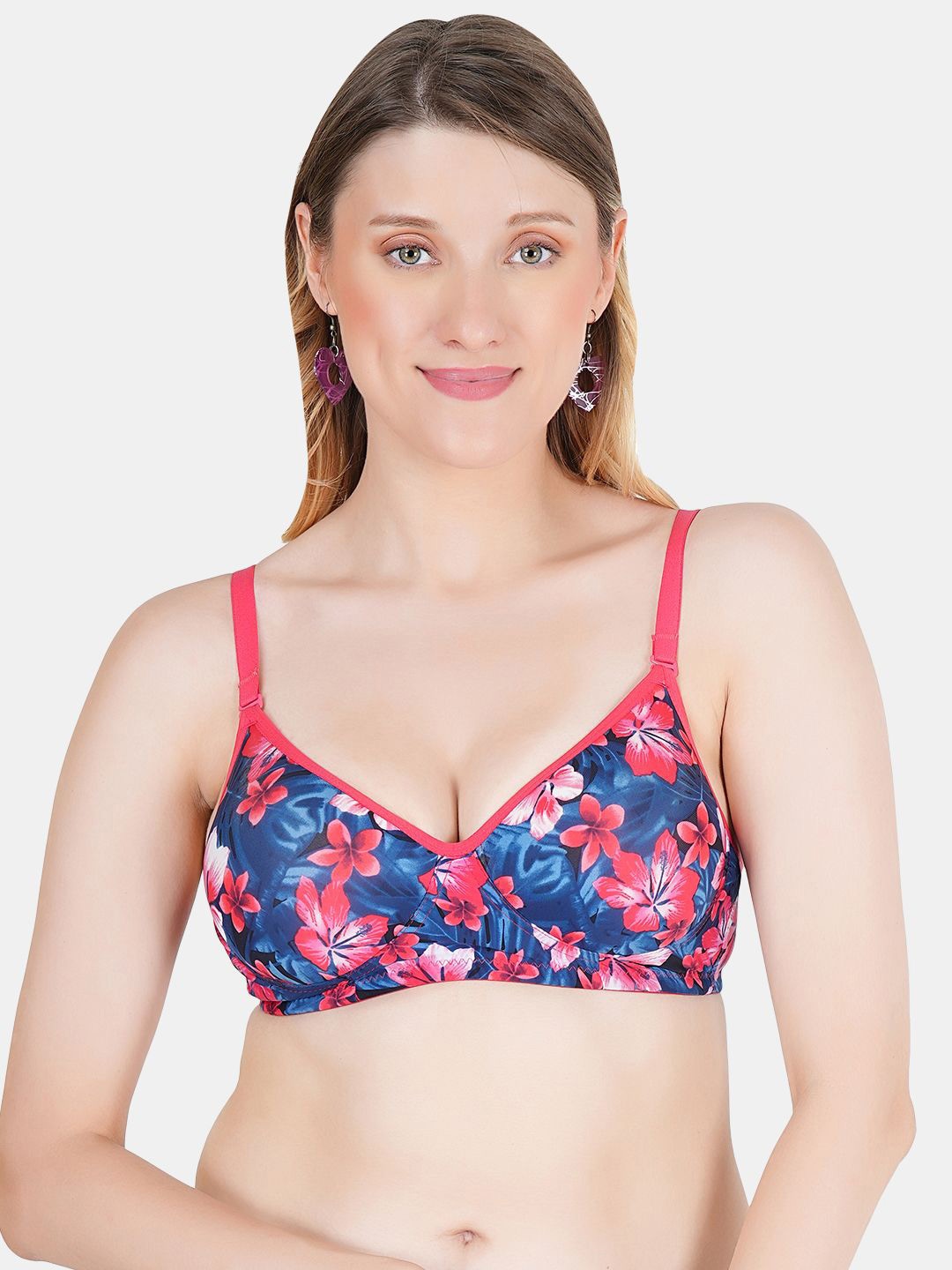 

KOMLI Floral Bra Medium Coverage Lightly Padded, Blue