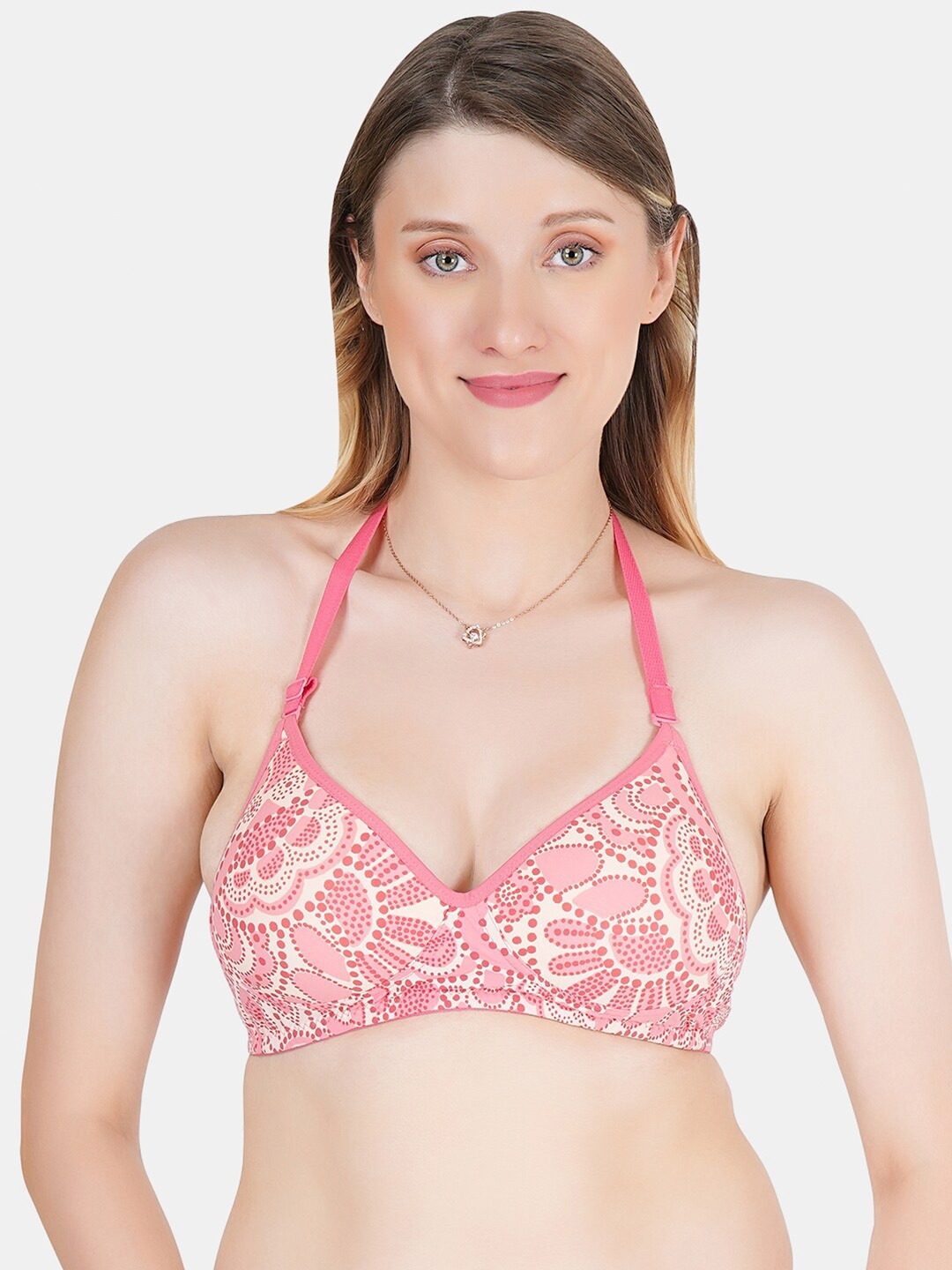 

KOMLI Floral Bra Full Coverage Lightly Padded, Pink