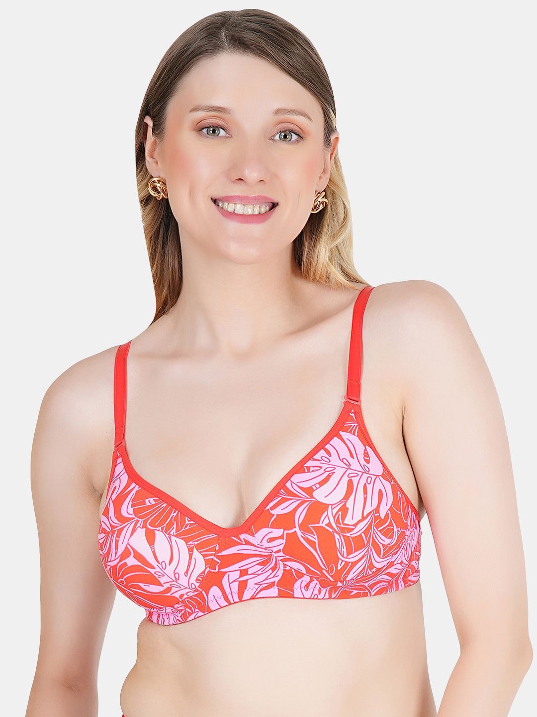 

KOMLI Floral Bra Full Coverage Lightly Padded, Red