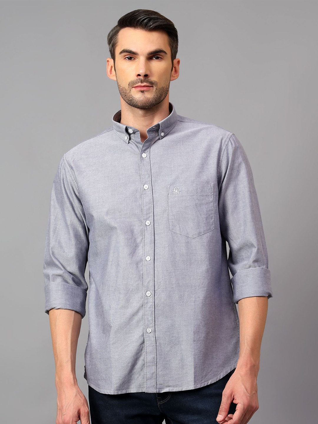 

Cantabil Men Comfort Opaque Casual Shirt, Navy blue