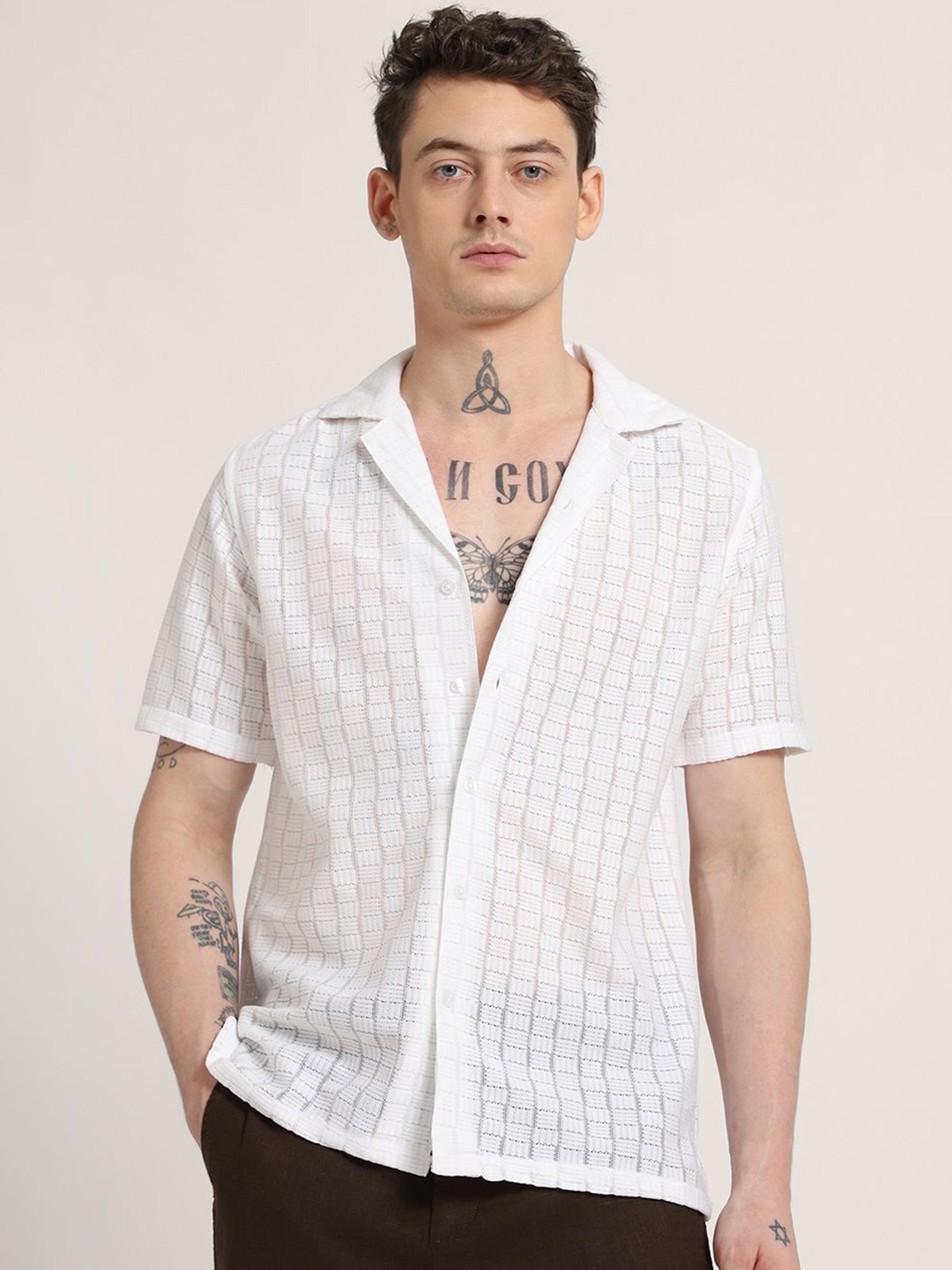 

Banana Club Men Classic Opaque Printed Casual Shirt, White