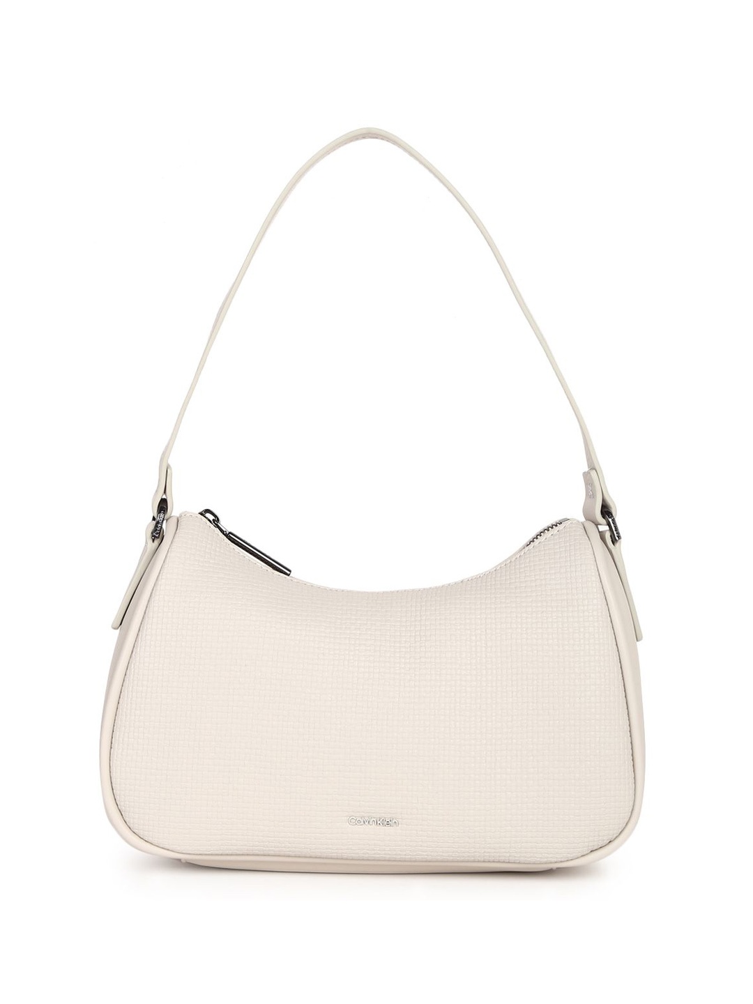 

Calvin Klein Structured Hobo Bag with Cut Work, Beige