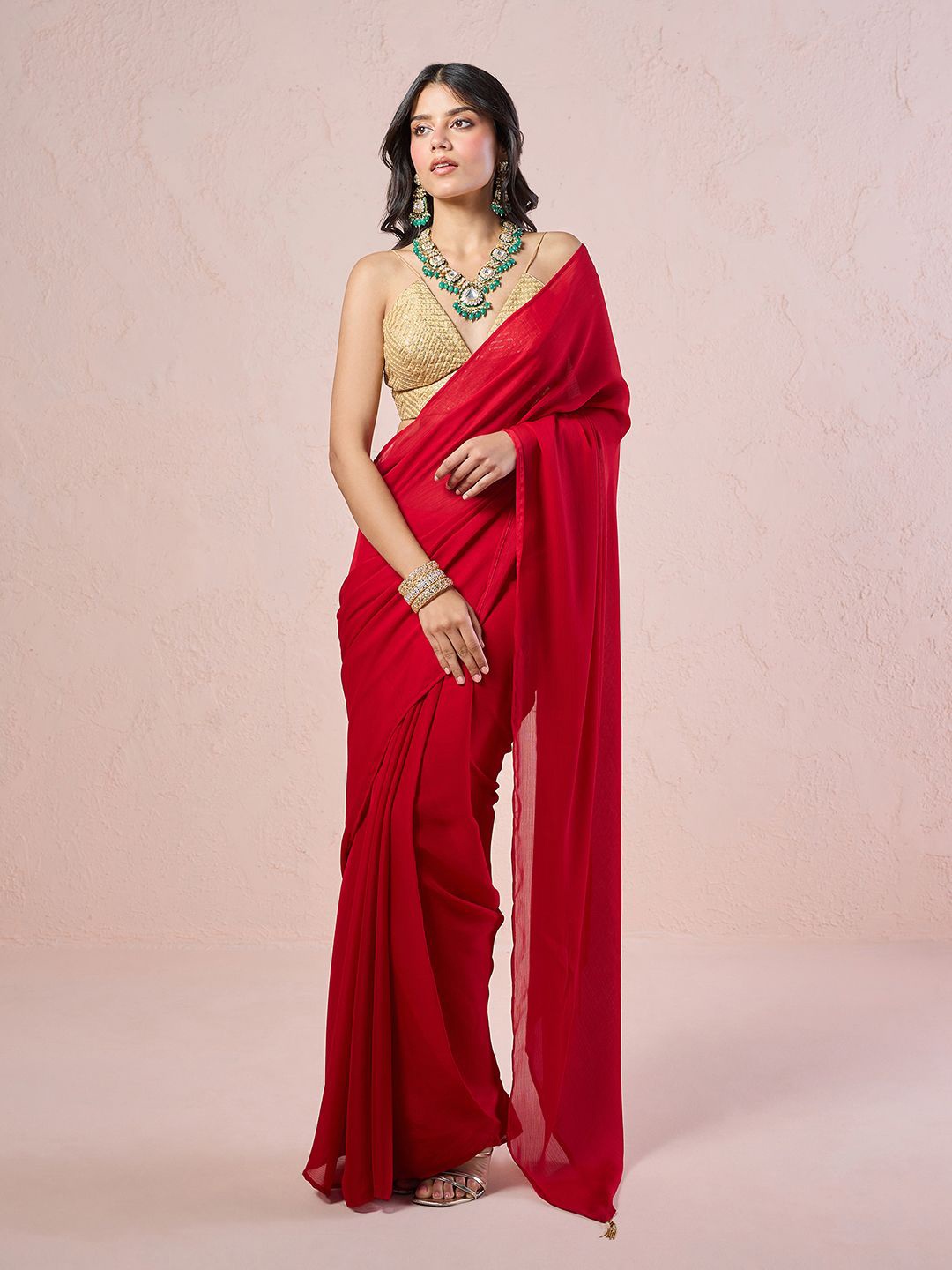 

Gajra Gang Satin Saree, Red