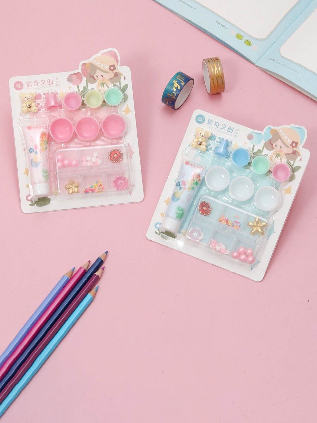 

Yellow Bee Cup cakes Themed DIY Resin Craft Kits, Blue
